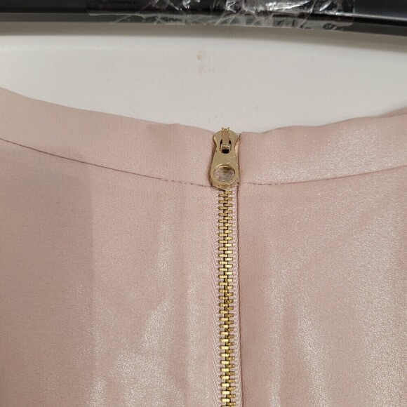 NEW Ted Baker London Pink Shimmery A-Line Gold Zipper Back Midi Modest Skirt 2 - Picture 5 of 12